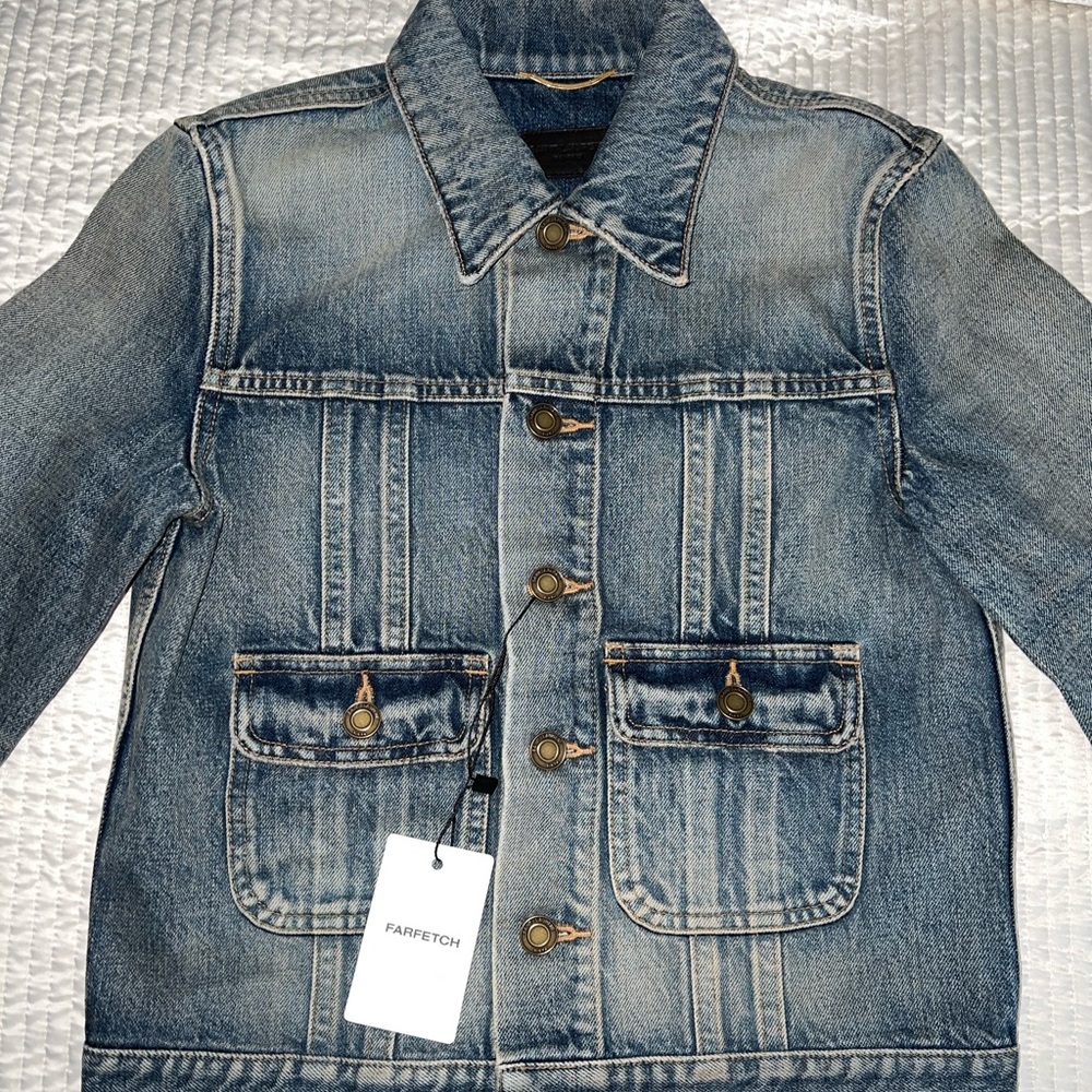 YSL 40s jacket in dirty sand blue denim